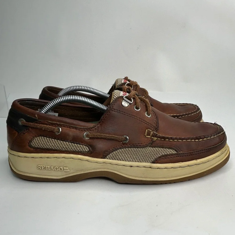 Sebago Docksides Mens 9 Brown Leather Mesh Boat Shoes Deck 393 7056 Clovehitch
